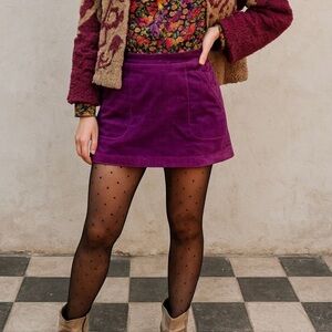 Theory Purple Velvet Mini Skirt Size 6 Pockets Soft Plush Jewel-Tone Violet